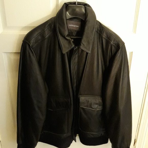 croft & barrow Jackets & Coats Mens Black Leather Bomber Jacket Xl